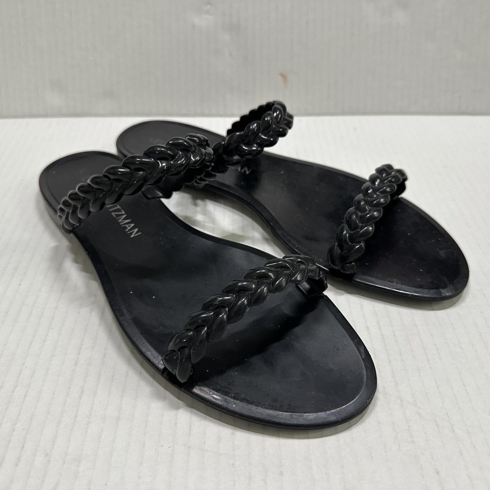 Stuart Weitzman Braida Sawyer Sandals Womens Size 10 Black Jelly Slide Strappy